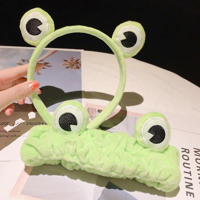 China New cartoon smart casual super soft plush hairband funny fashion ladies and girls girls headband frog makeup face wash headband for sale