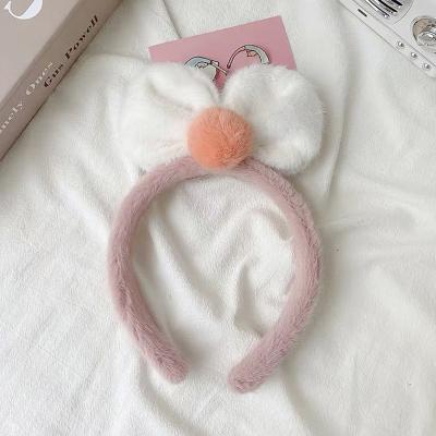 China INS smart casual cute plush cartoon hair wash face sports makeup simple bow headband for sale