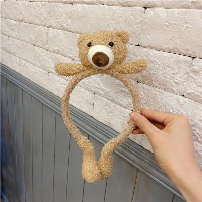 China New Girl Cartoon Bear Doll Cute Casual Korean Cute Plush Headband Cute Hair Accessories Headband Selfie Props Fashion Hair Accessor for sale