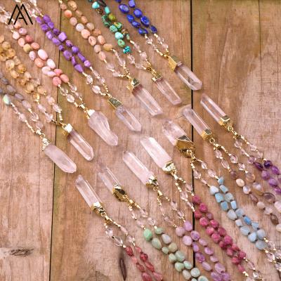 China La BOHEMIA Crystal Necklace, 24 Kinds Gemstone Prayer Necklaces, Handmade Knot Healing Mala Beads Quartz Point Pendant Energy Yoga Gift for sale