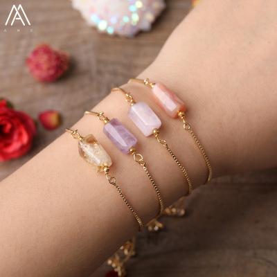 China Simple Vintage Gemstone Cylinder Charms Bracelet Fashion Thin Chain Adjustable Bracelets for sale