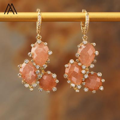 China Romantic Unique Earrings Healing Crystal Stone Gold Hook Earring For Women Gifts Designer Trendy Jewelry for sale