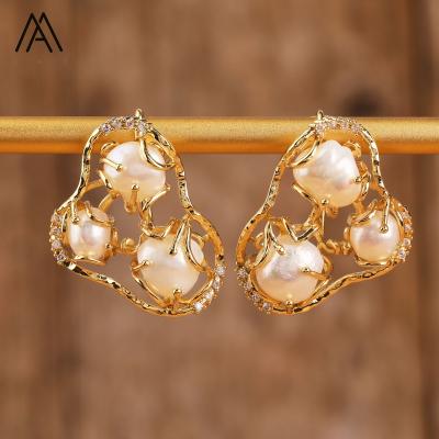 China Romantic Exquisite Pearl Earrings For Women Wedding Jewelry, Natural Pearls Hang Earring Bridesmaid Gifts for sale