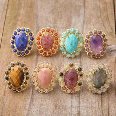 China CLASSIC Natural Stone Pearl Bohemia Statement Rings Women Fashion Adjustable Ring Designer Wedding Party Jewelry Gifts for sale