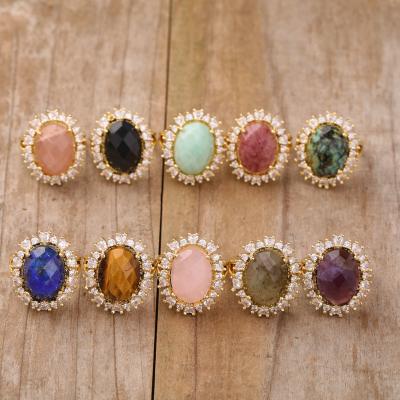 China CLASSIC Oval Rings Engagement Jewelry For Women Gift, Healing Crystal Gemstone Heart Rhinestone Gold Ring Wholesale for sale