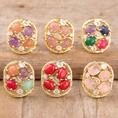 China CLASSIC Luxury Gold Rings Unisex Jewelry, Crystal Stone Bead Rhinestone, Adjustable Bands, Party Gift for sale