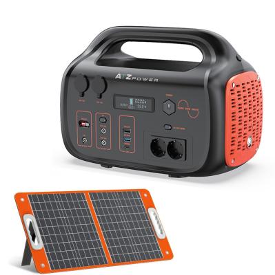 China Flashlight hybrid system solar outdoor camping power station kit 600w solar lifepo4 battery power station portable for sale