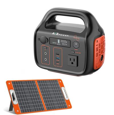 China Flashlight Mini Solar Powered Generator 300W Portable Power Supply Lithium LiFePO4 Battery 300Wh Power Station for sale