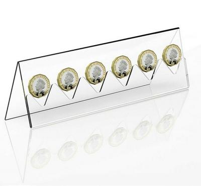 China 6-Slot Clear Space Coin Display Holder Acrylic Memorial Collectible Exhibit Organizer Stand Holder Eco-Friendly for sale