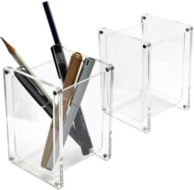 China Fashion\Comfortable\Durable Clear Acrylic Pen Holder Frame With Magnetic Photo for sale