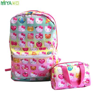 China Lovely lightweight custom cartoon polyester school backpack set for girl for sale