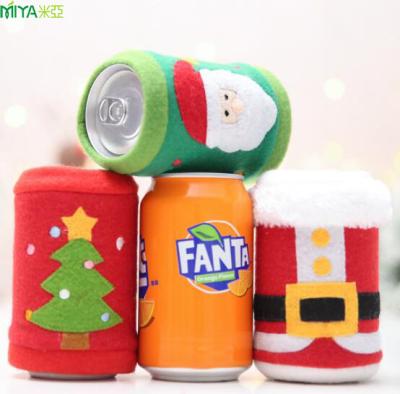 China Cooler bag of new Christmas products decoration fluffy soft drink bottle cover coke thermal creative bottle cover for sale