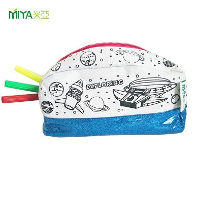 China Durable Comfort Custom Diy Drawing Zipper Stationery Bag School Pencil Bag For Students for sale