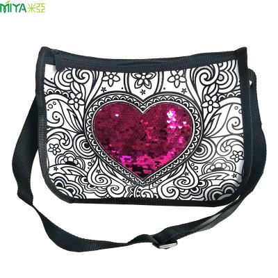 China DIY Paint Sequins bag school diy bag coloring drawing handbag messenger bag for kids create for sale