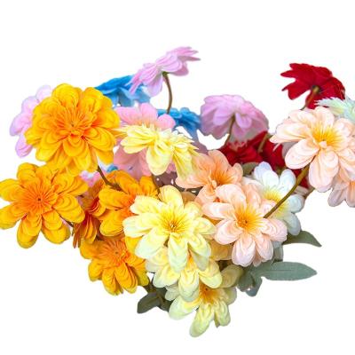 China Beautiful Colorful high quality lower price artificial dahlia flower with 5 heads wedding  Decorative Flower For Home/wedding Decoration for sale