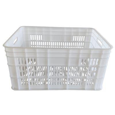 China Sustainable White Plastic Basket Turnover Basket For Storing Fruit Vegetable Turnover for sale