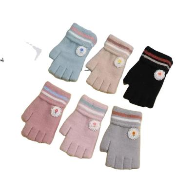 China LIANSHOU Jacquard Factory Adult Women Winter Touch Screen Finger Half Warm Plus Fleece Gloves And Multicolor Flower Label Design for sale