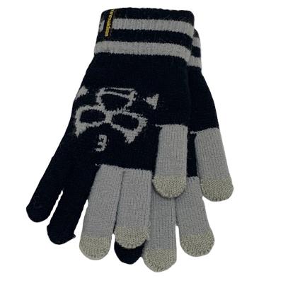 China LIANSHOU jacquard factory adult men's winter warm plus fleece full five finger touch screen gloves and fashion jacquard design patterns for sale