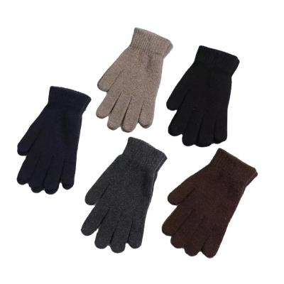 China LIANSHOU Simple Factory Men's and Women's Autumn Winter Warm Full Five Finger Adult Gloves with Fashion Design Simple and Flexible Pattern for sale