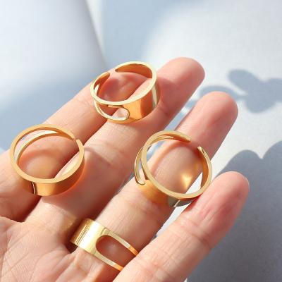 China TRENDY Hot selling simple design women gold plated dome wide face open alloy finger ring for sale