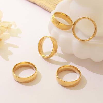 China Trendy unisex exquisite smooth outer empty gold plated single ring dome ring fashion for men and women for sale