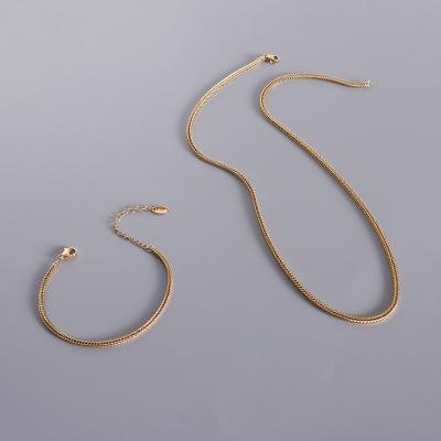 China Simple Elegant TRENDY Style Women Hollow Out Long Snake Chain Necklace Bracelet Jewelry Set for sale