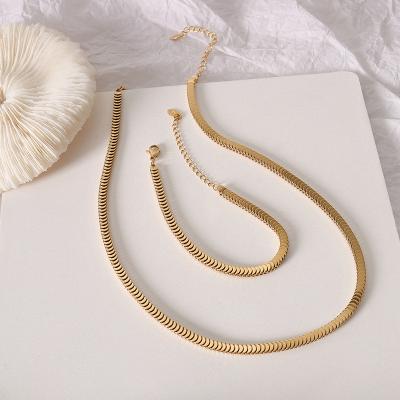 China FASHIONABLE Trendy Personalized Gold Plated Thick Cavity Snake Chain Necklace Bracelet Jewelry Set for sale