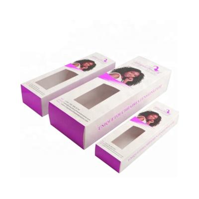 China Custom Fancy Recyclable Recyclable PVC Window Hair Extension Packaging Box for sale