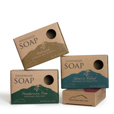 China Recyclable Recyclable Custom Design Fancy Kraft Paper Soap Package Box for sale