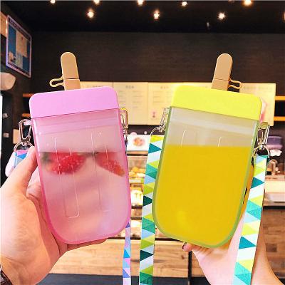 China Stored Ice Cream Water Bottle With Straw Trendy Portable Plastic Water Jug Shape Water Cup Watermelon Ice Cream Bottle 2022 for sale