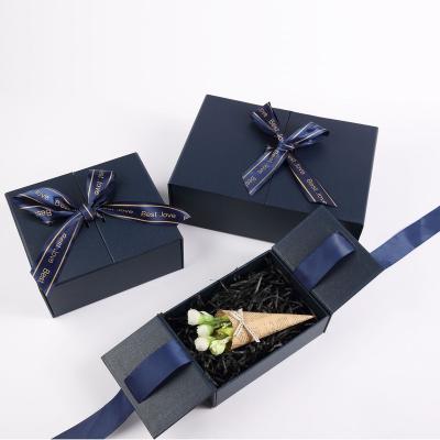 China Black Logo Luxury Eco Friendly Materials Beauty Hair Extensions Custom Gift Folding Recycled Paper Box Packaging Closure With Ribbon for sale