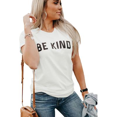 China Wholesale Anti-Wrinkle High Quality Women Short Sleeve T-shirt Letter Printed White T-shirts for sale