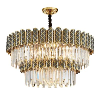 China Post-modern Modern Gold Glass Chandelier LED Lobby Chandelier Living Room Crystal Chandelier for sale