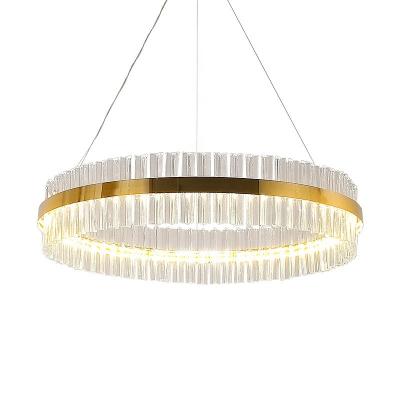 China Post-modern living room light luxury single ring chandelier K9 crystal glass gold chandelier for sale