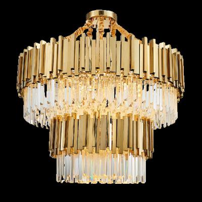 China Modern Luxury Large Gold K9 Crystal Chandelier Modern Round Decorative Wedding Pendant Lights for sale