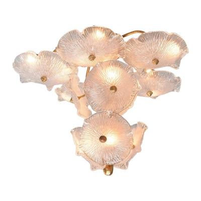 China 2021Modern Luxury Hotel Interior Decoration Copper Modern Glass G9 Ceiling Lights for sale