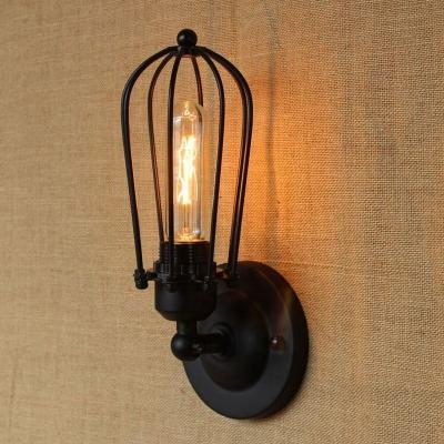 China 2021 Modern Nordic Metal Cage Shade Attic Wall Lamp Vintage Metal Wall Lamp for sale