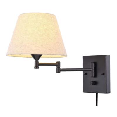 China Modern Wall Light Drum Shade Wall Sconce Black Metal Wall Lamp 2021Extension-type For Bedside Living Room for sale