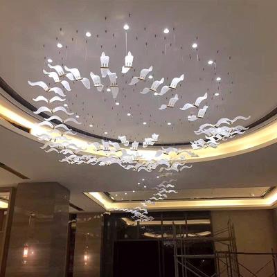 China Postmodern Nordic Design Restaurant Round Hanging Lights Golden Handmade Frosted Acrylic Lighting Chandelier Beautiful And Fashionable for sale