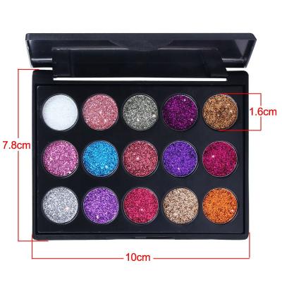 China Waterproof Makeup 15 Colors Glitter Shimmer Eyeshadow Palette Highly Pigmented Private Label for sale