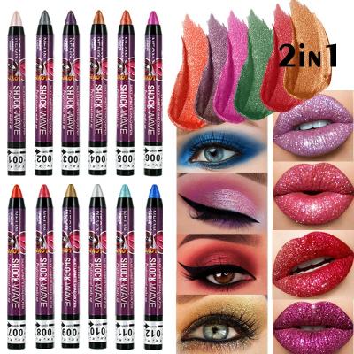 China Waterproof Eyeshadow Makeup Glitter Long Lasting &lip Liner 2 In 1 Soft Key Pen for sale