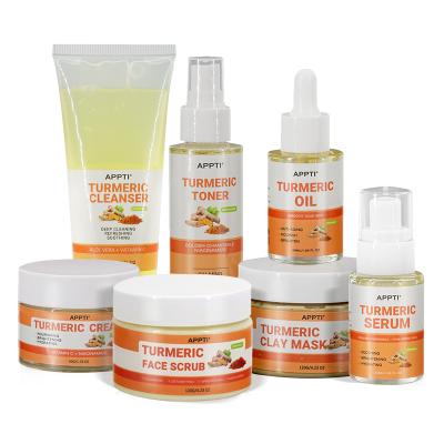 China Natural Moisturizer OEM&ODM Beauty Salon Factory Moisturizing Smoothing Turmeric Skin Care Set Brightening Serum for sale