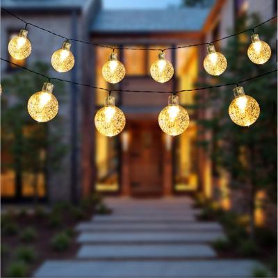 China Outdoor Solar Crystal Globe Lights Waterproof Patio Lights 30 LED 20ft Crystal Ball String Lights for sale