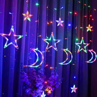 China 138 Moons and Stars LED Night Light String Curtain Light Decorative Led Star Lights for sale