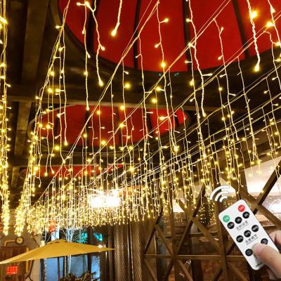 China Curtain Lights Warm White Remote Control 8 Modes Plug In Fairy String Light LED Curtain String Lights For Christmas for sale