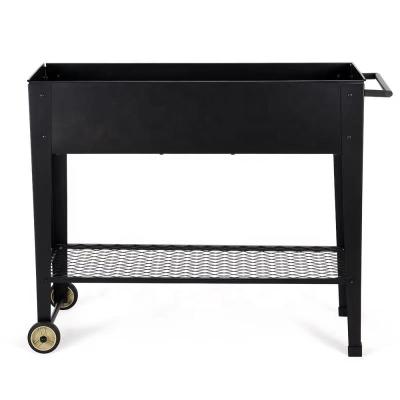 China Modern Metal Elevated Garden Bed Flower Planter Bed Box with Wheels for Flowers and Vegetables for sale