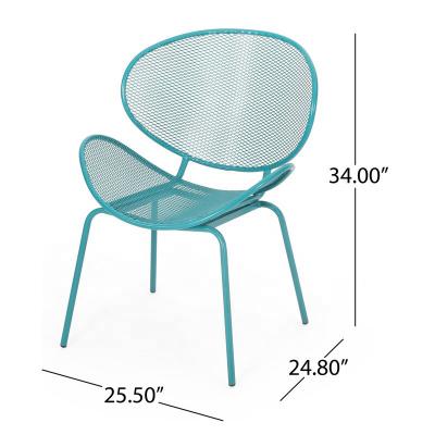 China Modern Metal Mesh Outdoor Camping Stackable Dinning Chair for sale