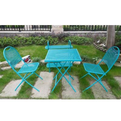 China Fruniture Outdoor Steel Foldable Garden Patio Dining Table and Chair Set for sale