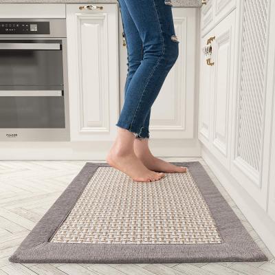 China Durable Floor Weaving Mat Standing Mat Area Rug Kitchen Mat Wholesale Custom Print Linen 7Colour Washable for sale