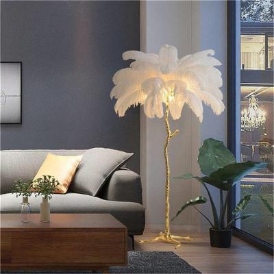 China Hot Selling Half Century Ostrich Smart Home Bedroom Living Room Feather Floor Lamp Ambient Decorative Lighting for sale